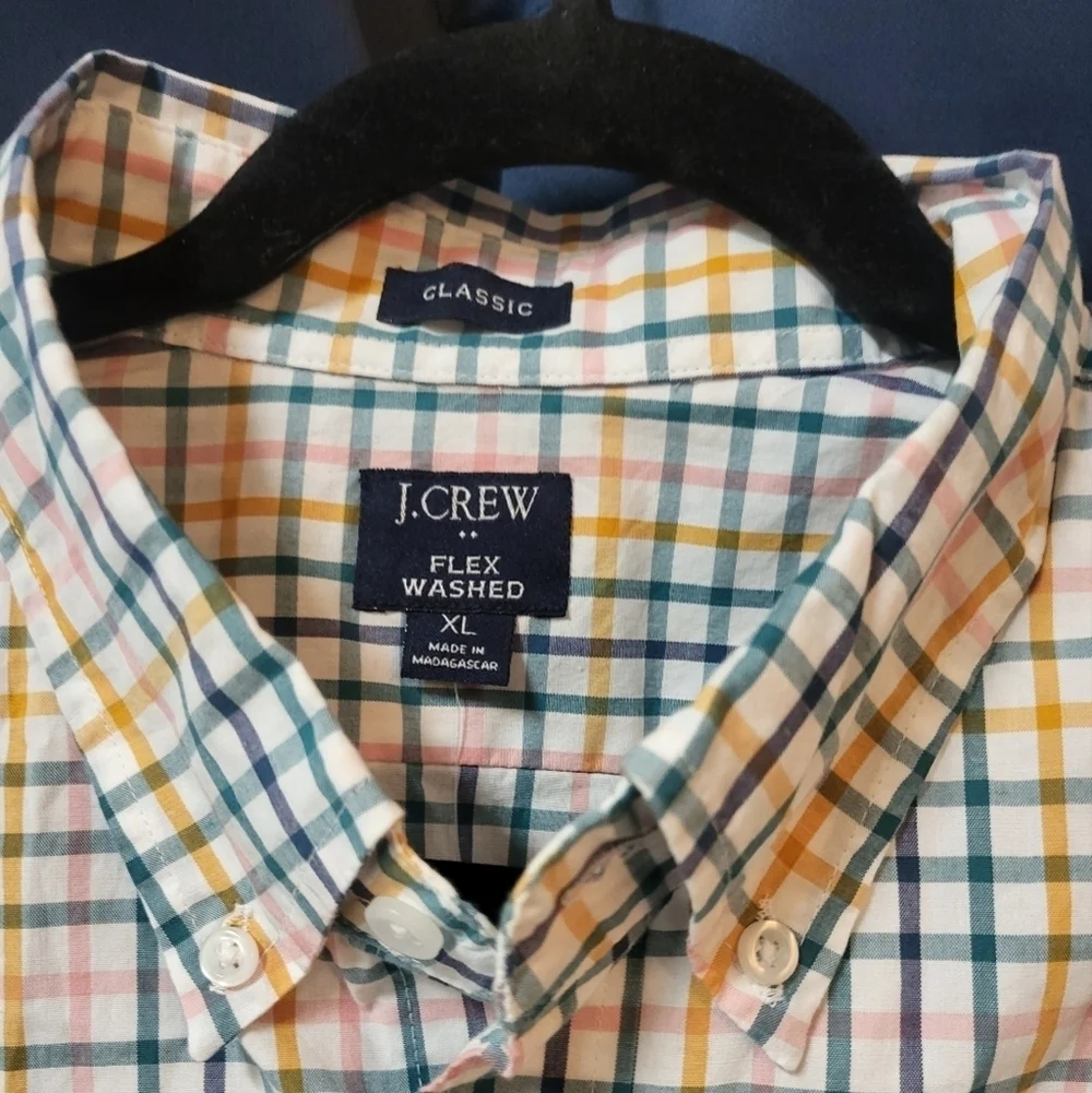NWT J Crew Men's Flex Washed Plaid Button-Up Shirt Size XL